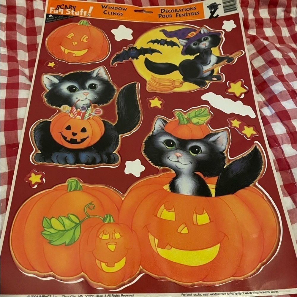 Impact 2004 Halloween Window Clings Cats And Jack-o-Lanterns - Missing Stars